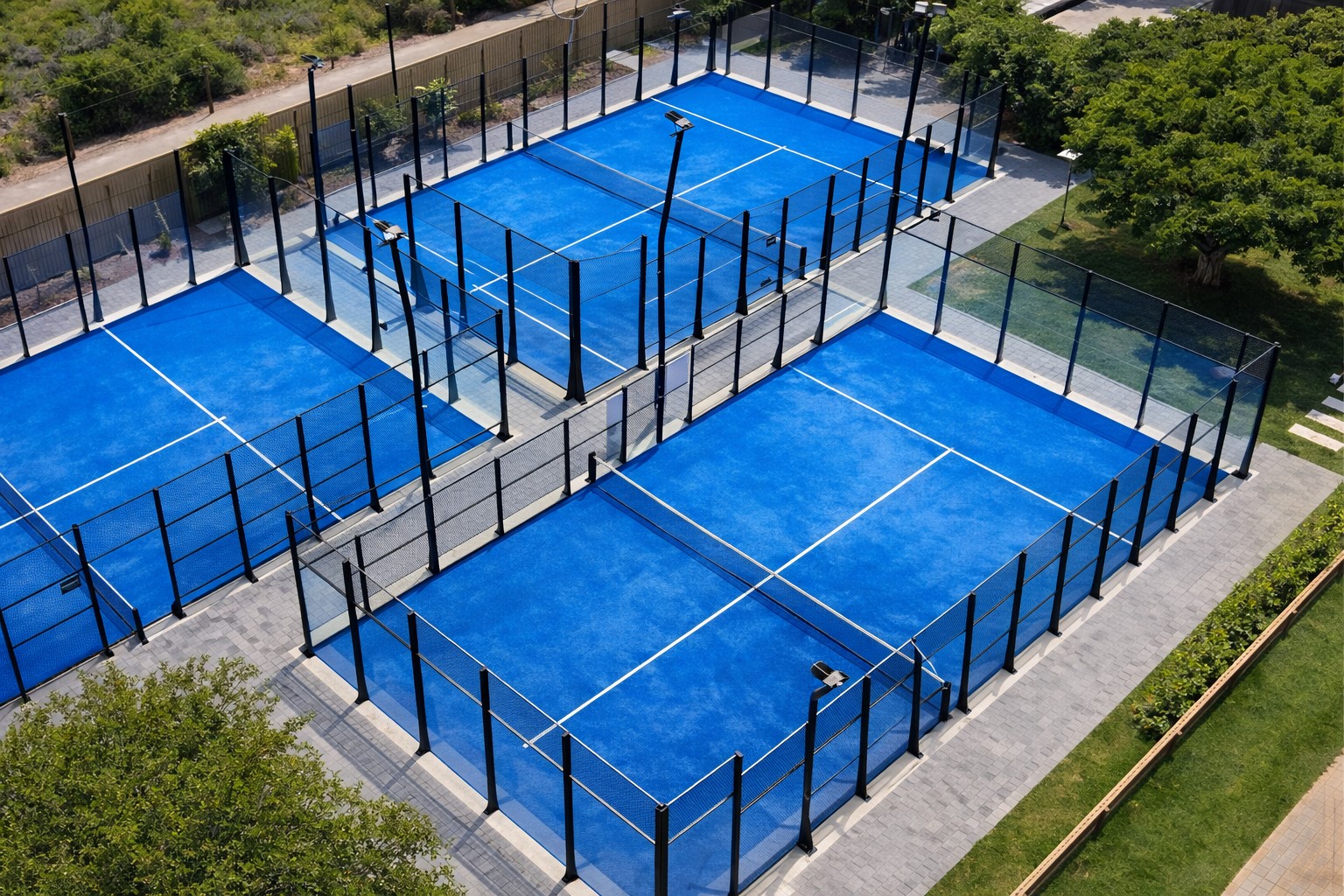 Completed padel court after construction