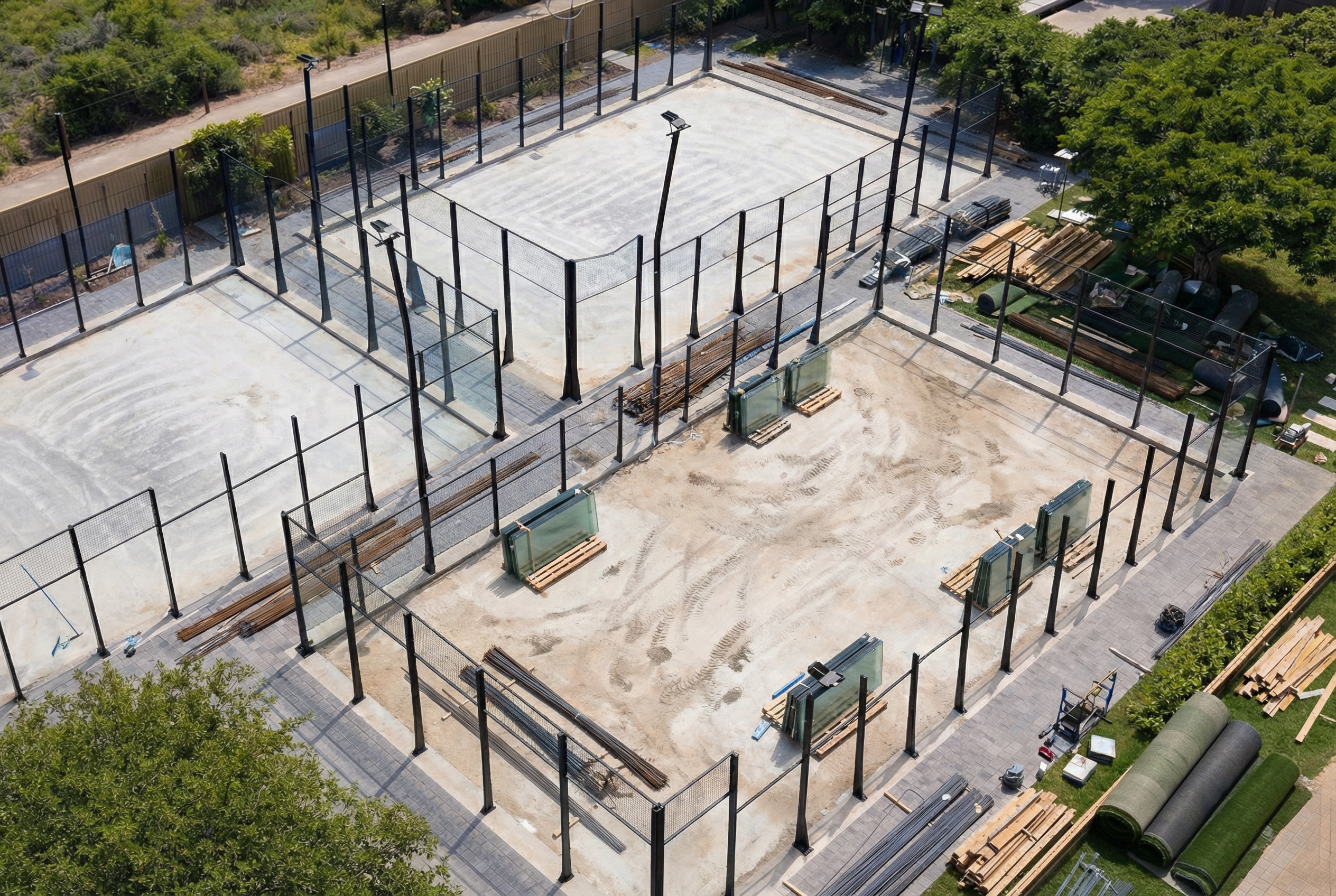 Empty lot before padel court construction