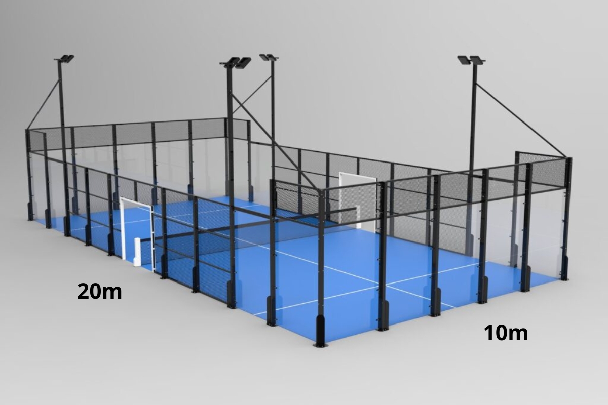 Padel court dimensions diagram